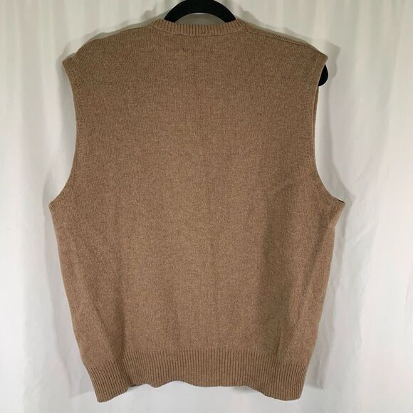 Lord Jeff Wool Vest Men's Large Brown Tight Knit Sleeveless Vneck - Picture 5 of 6